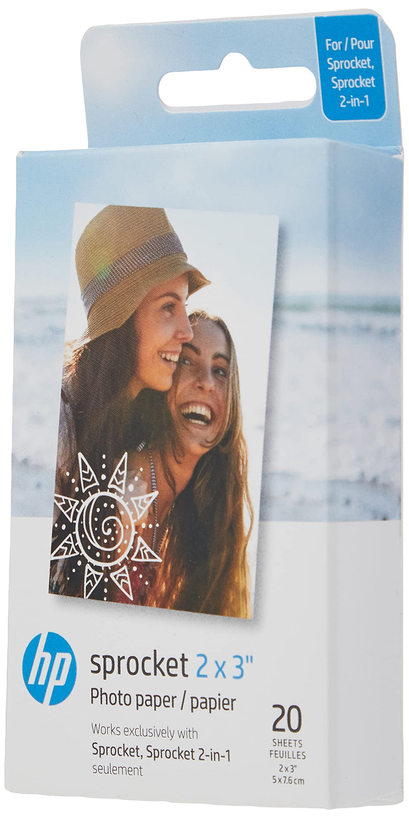 HP Sprocket 2x3" Premium Zink Sticky Back Photo Paper (20 Sheets) Compatible with HP Sprocket Photo Printers. 20 Sheets Zink Paper