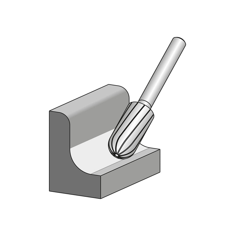 PFERD HM burr, round roller shape WRC, cut 3 PLUS, burr ø 6mm, shank ø 3mm, length 43mm, 21205283 - for universal applications on the most important industrially used materials HM burr ø 6mm