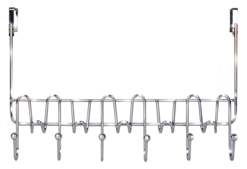 DecoBros Supreme Over The Door 11 Hook Organizer Rack, Chrome Finish