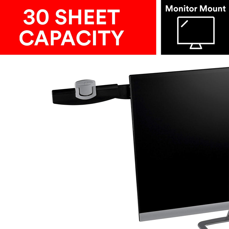 3M Monitor Mount Document Clip Copy Clip, Mounts Right or Left with Command Adhesive, Use on Monitors and Laptops for Easy Viewing and Reduced Clutter, Holds up to 30 Sheets, Black (DH240MB) Unit