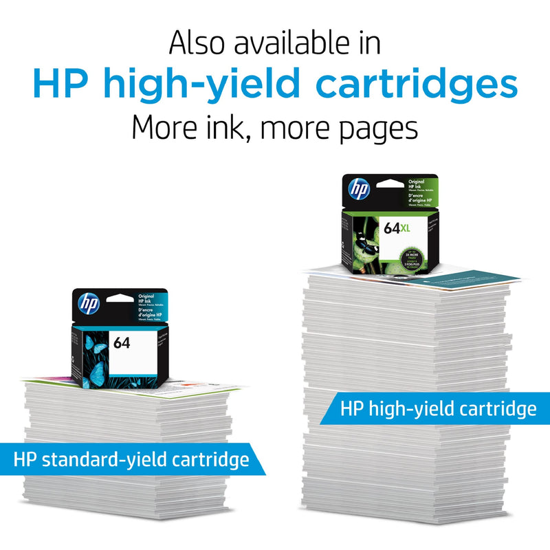 Original HP 64 Black/Tri-color Ink Cartridges (2-pack) | Works with HP ENVY Inspire 7950e; ENVY Photo 6200, 7100, 7800; Tango Series | Eligible for Instant Ink | X4D92AN