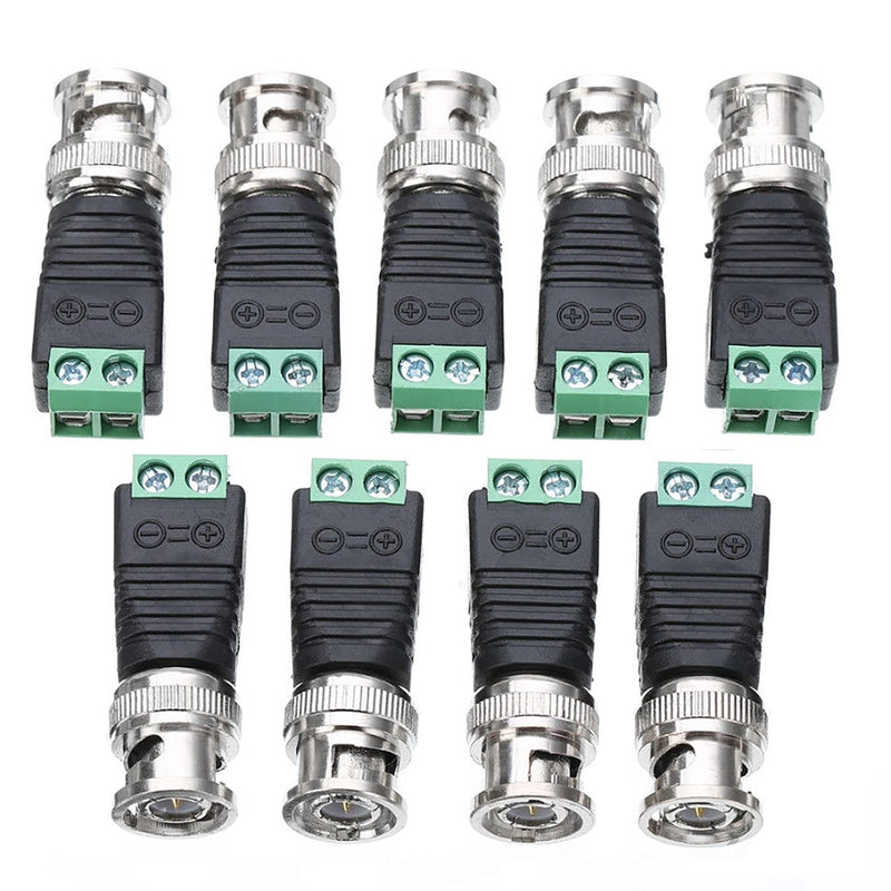 BNC Male Balun Connector 28 Pcs Coaxial Cat5 to BNC Male Connector and BNC to 2 Screw Camera Terminal Male Adpater for CCTV Surveillance Video Cameras Coaxial/Cat5/Cat6 Cable to BNC Male Connector