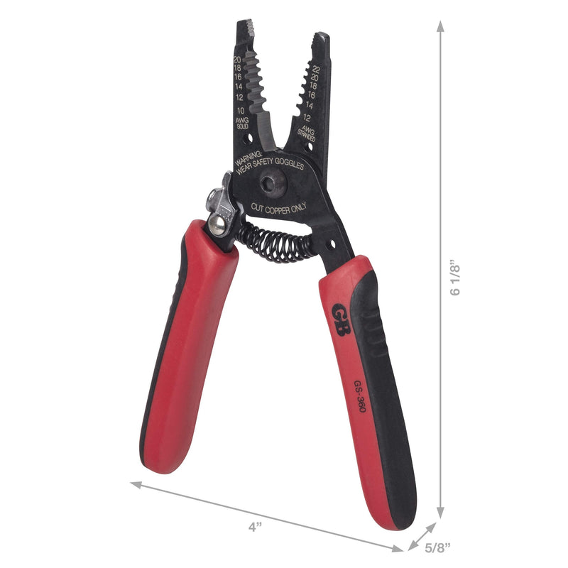 Gardner Bender GS-360 Electrical Wire Stripper & Lock Tool, Comfort Grip, Solid & Stranded Wire, 10-20 AWG,Red Stripper w/ Lock