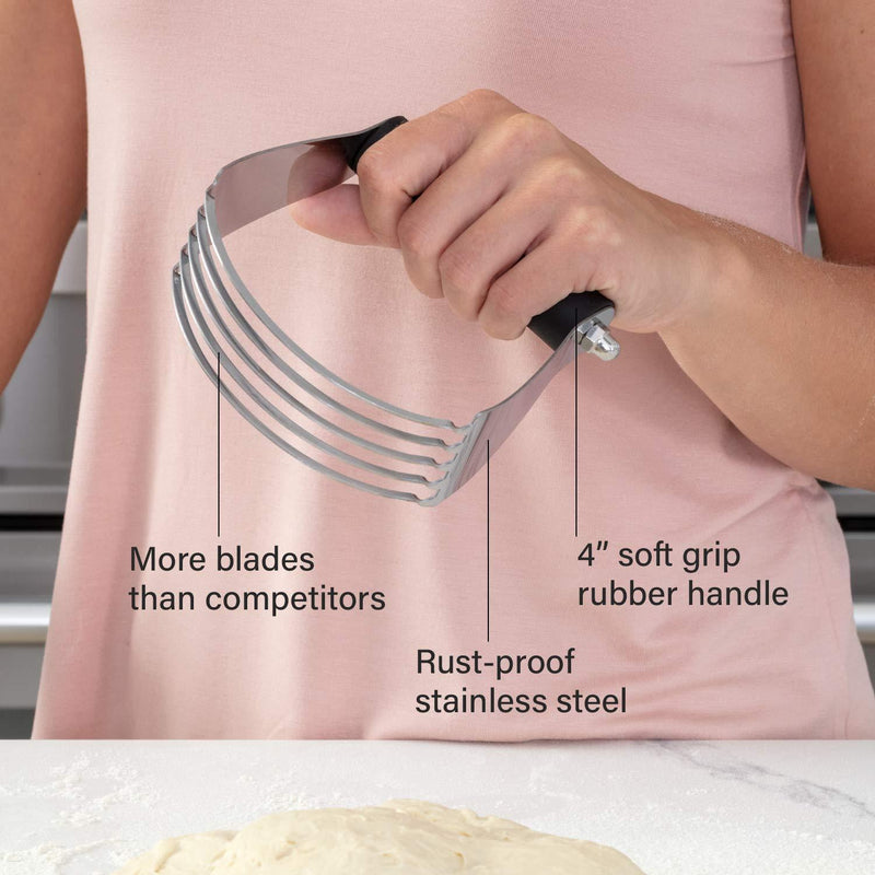 Spring Chef Dough Blender, Top Professional Pastry Cutter with Heavy Duty Stainless Steel Blades, Large Size