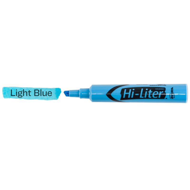 Avery Hi-Liter Desk-Style Highlighters, Smear Safe Ink, Chisel Tip, 12 Light Blue Highlighters (07746)