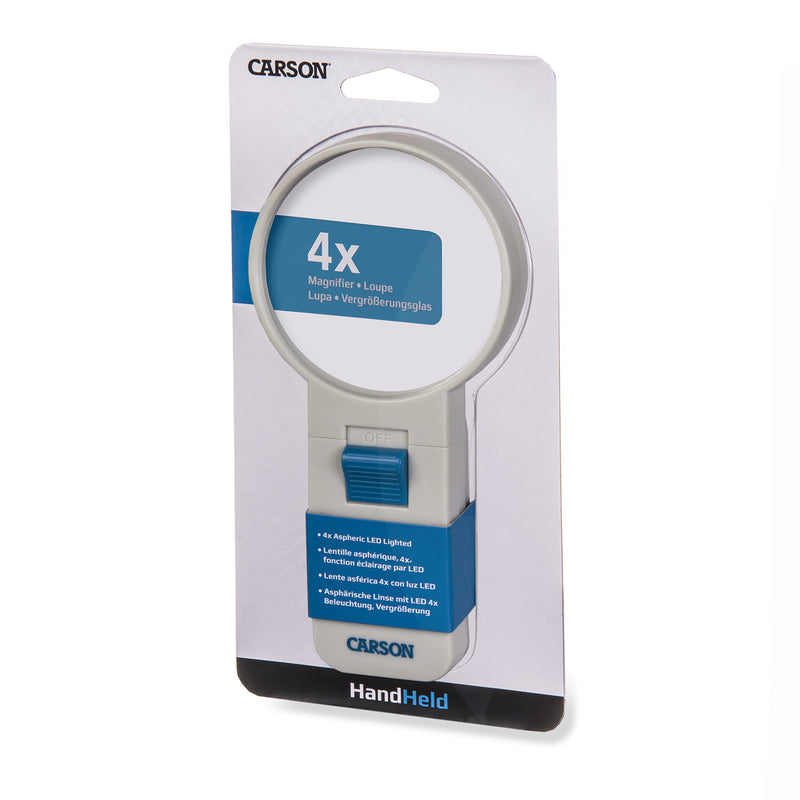 Carson Illuminated LED Lighted 4x Hand Held 3.0'' Aspheric Magnifier (SV-40) 4x Magnification (3.0'' Lens Diameter)