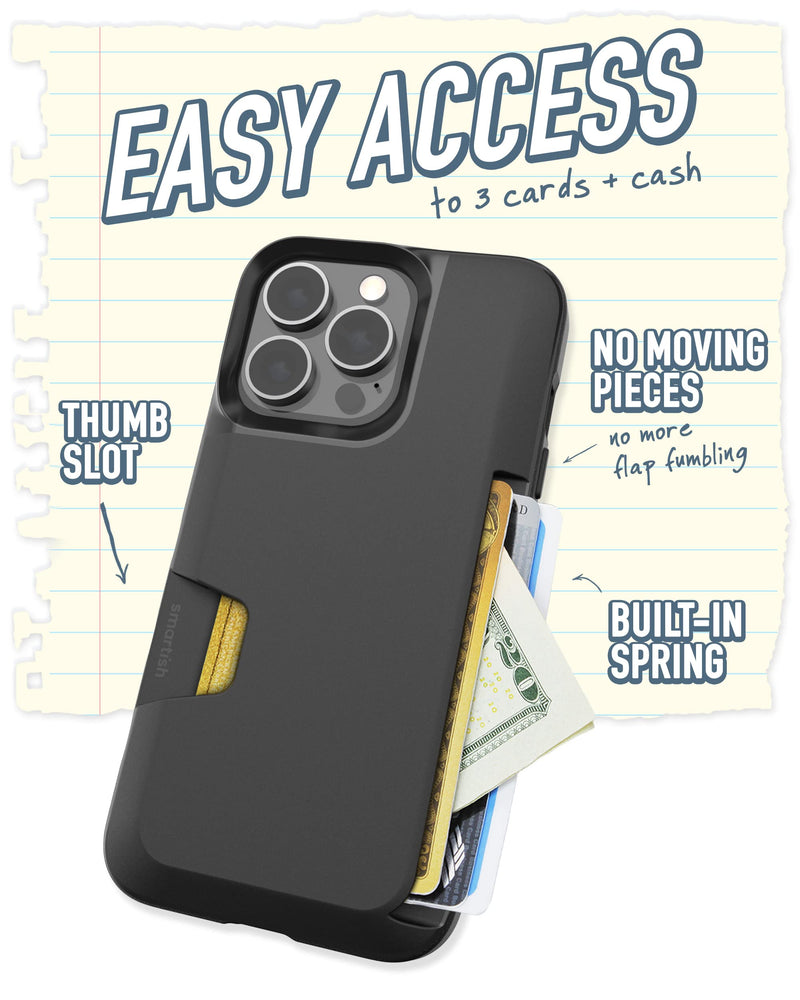 Smartish iPhone 13 Pro Wallet Case - Wallet Slayer Vol. 1 [Slim + Protective] Credit Card Holder - Black Tie Affair