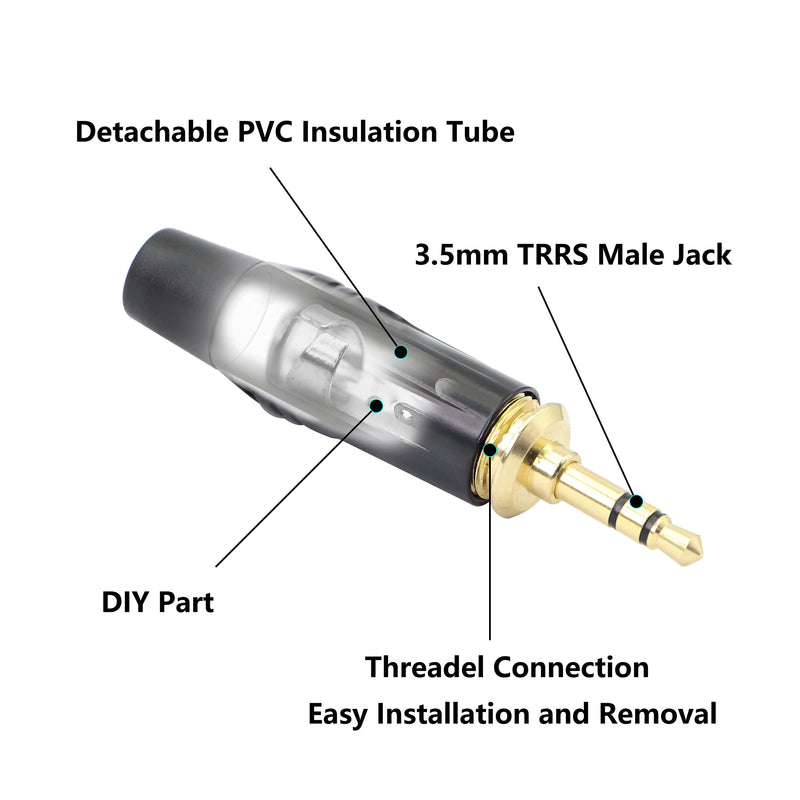 YACSEJAO 3.5mm Stereo Plugs,1/8" Solder Type DIY Audio Cable Connector,Heavy Duty 3.5mm Replacement Repair Plug Jack TRS 3 Pole Stereo Male Plug