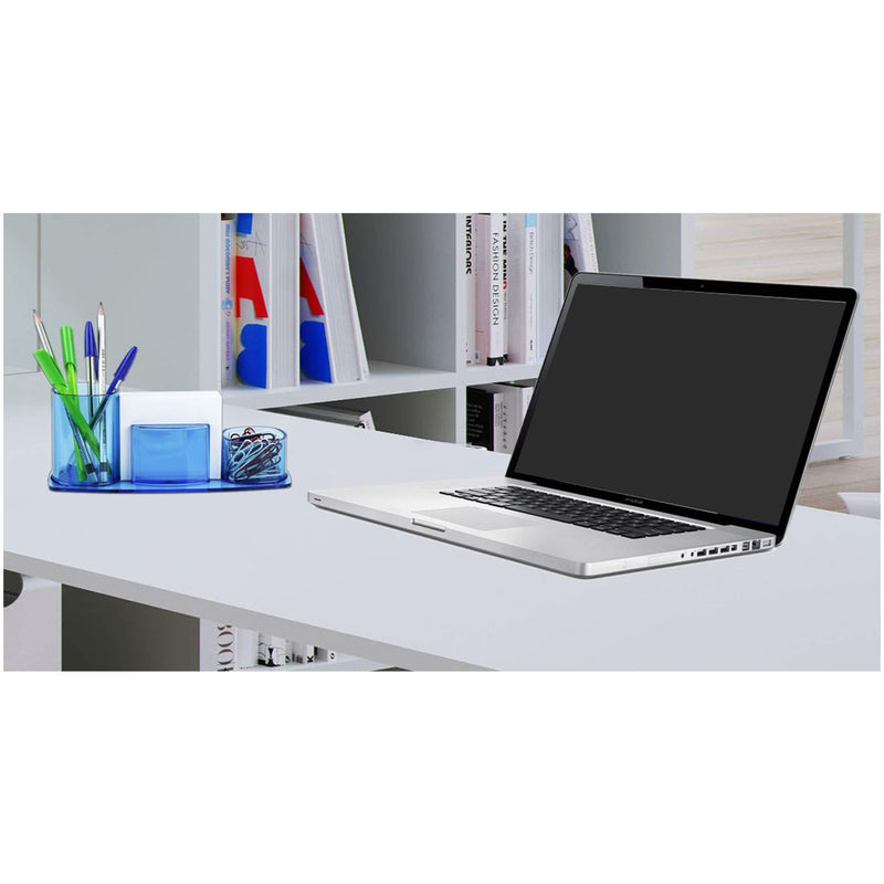 Acrimet Millennium Desktop Organizer Pencil Paper Clip Cup Caddy Holder (Plastic) (with Paper) (Clear Blue Color) Clear Blue