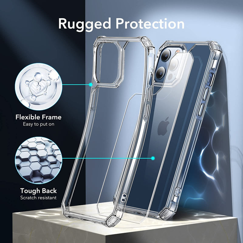 ESR Air Armor Compatible with iPhone 12 Case/Compatible with iPhone 12 Pro Case [Military-Grade Drop Protection] [Shock-Absorbing Corners] [Anti-Yellowing Hard Back] [Scratch Resistant] 6.1", Clear Crystal Clear