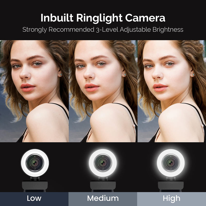 PC Webcam for Streaming HD 1080P, Vitade 960A USB Pro Computer Web Camera Video Cam for Mac Windows Laptop Conferencing Gaming Webcam with Ring Light & Microphone