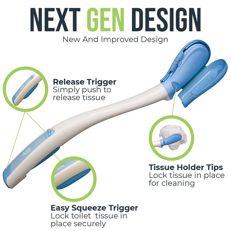Juvo Toilet Aid - 18” Long Reach Personal Wiping Aid with Hygienic Cover - Easy Use Comfort Self Wiper for Toileting (SATA01) Original Toilet Aid