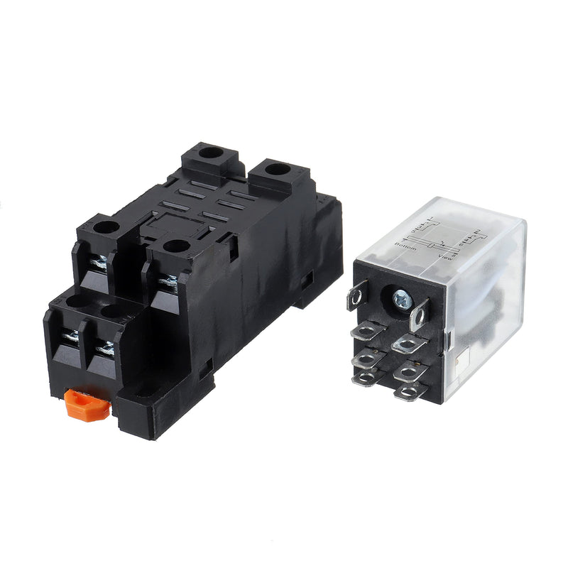 EPLZON DC 12V Electromagnetic Power Relay JQX-13FL 62PL Coil 8 Pin 10A DPDT LED Indicator with Plug-in Terminal Socket and DIN Slotted Aluminum Rail