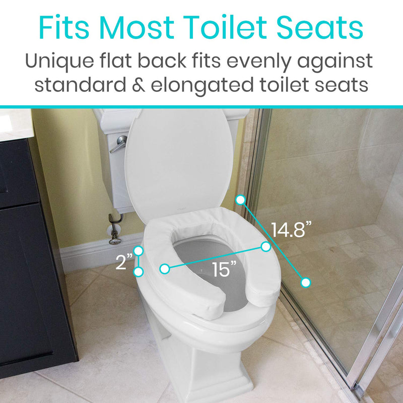 Vive Toilet Seat Cushion - Easy Clean Soft Padded Bathroom Attachment - Elongated, Standard Seats - Comfort and Support Donut for Handicap, Adults, Coccyx Tailbone Pain Relief (2" Cushioned Foam) 2" Cushioned Foam