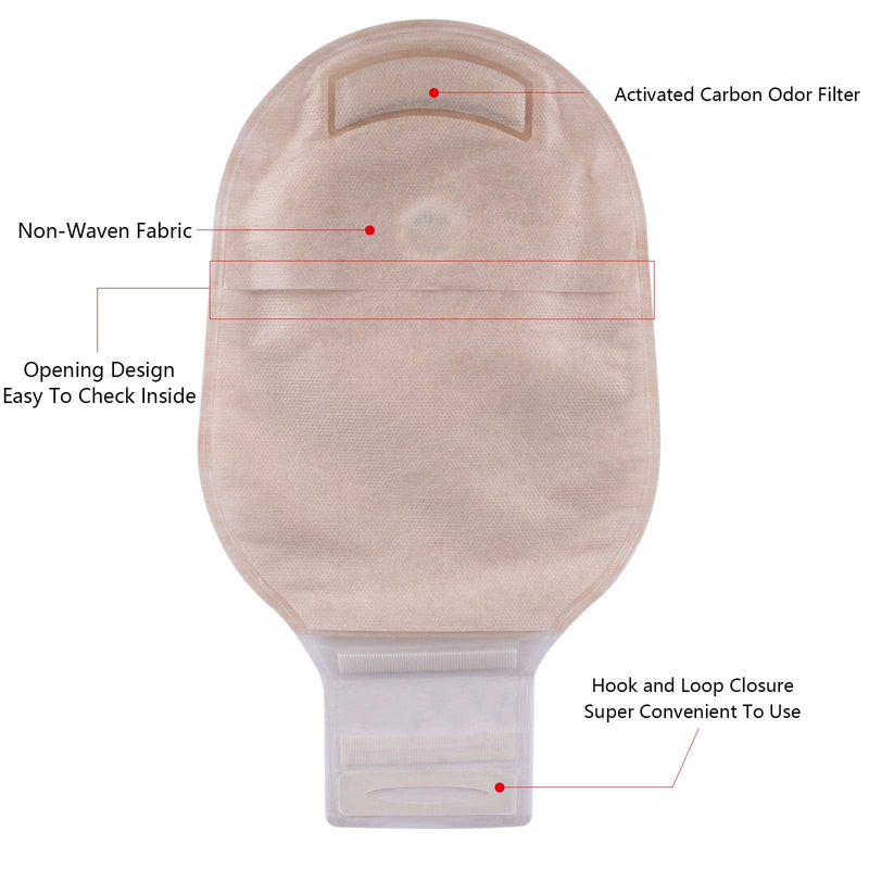 Carbou Ostomy Bags,20PCS Colostomy Supplies,One Piece Drainable Ostomy Pouch for Ileostomy Stoma Care, Cut-to-Fit (One Piece Closure) 23 Piece Set