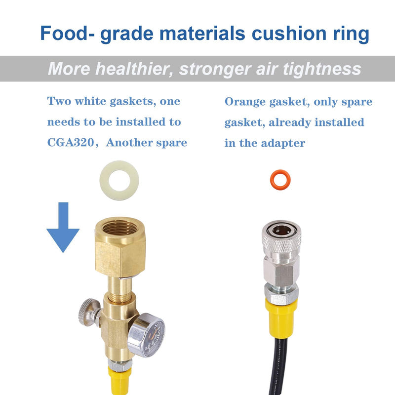 Upgrade CGA320 to TR21-4 Soda maker Co2 Tank Cylinder Direct Adapter with 60 inches High-Pressure Hose, Soda Maker direct Connector for Soda Club (Gauge and bleed valve)