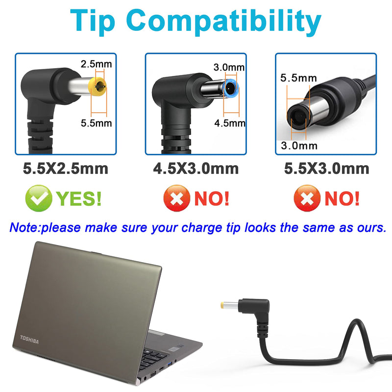AC Adapter Laptop Charger for Toshiba Satellite C55 C655 C850 C50 L755 C855D L655 L745 P50 C55D S55;Toshiba Portege Z30 Z930 Z830 Satellite Radius 11 14 15 DC Power Supply Cord 19v 3.42A 65W