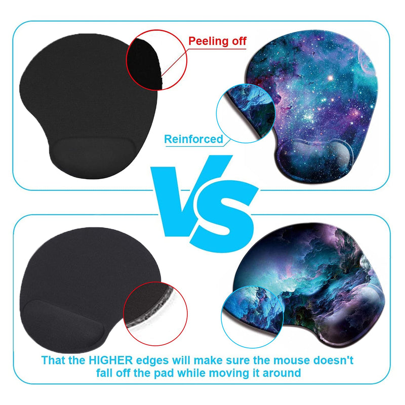 Dooke Ergonomic Mouse Pad with Wrist Support, Cute Mouse Pads with Non-Slip Rubber Base for Home Office Working Studying Easy Typing & Pain Relief Galaxy Nebula