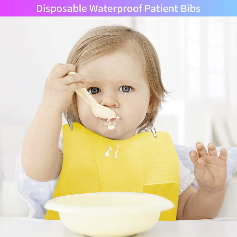 Disposable Patient Bibs 60 PCS Waterproof Tattoo Bib 3 Ply Tissue Napkins, Annhua Dentist Bibs Tattoo Tray Covers Lap Cloths - Sturdy and Leakproof - Yellow