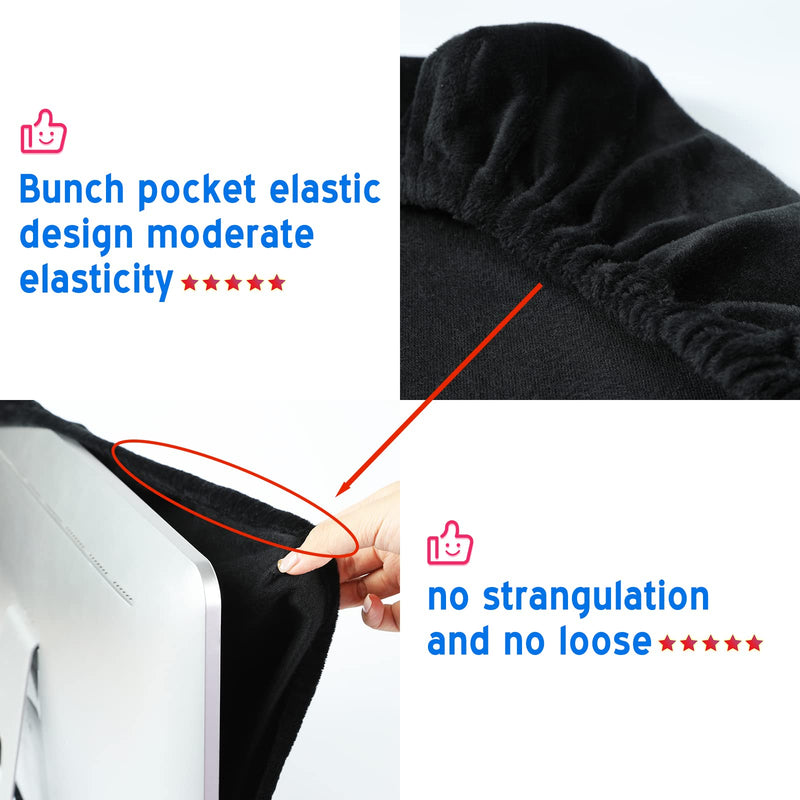21.5" 24" Computer Monitor Dust Cover Velvet, 21.5 Inch and 24 Inch Screen Protective Sleeve Compatible with iMac Desktop Computer (Black) 21.5" 24" Computer Monitor Dust Cover