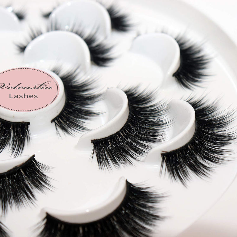 Veleasha Silk Eyelashes Luxury Multi-layered Effect Natural Look Faux Mink Lashes for Girls | 7 Pair Pack | Cinderella