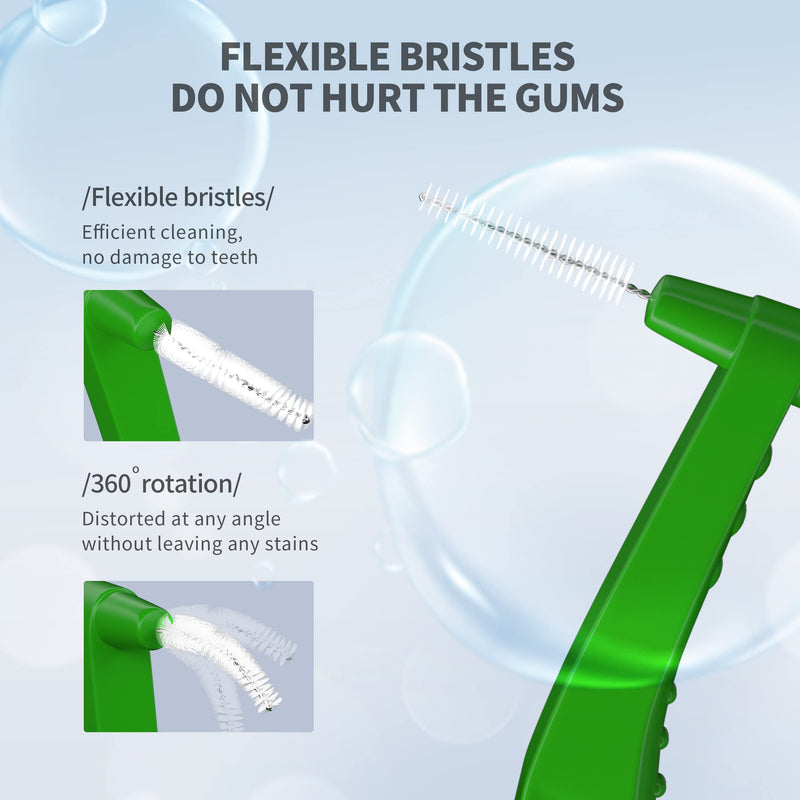 Interdental Brush, Angle Dental Brush Cleaner Toothpick Flossing Head Tooth Cleaning Tool with Portable Case for Tooth Cleaning (Tight Teeth)