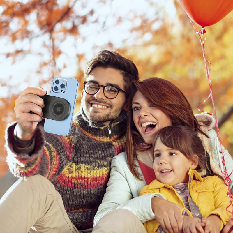 Magnetic Camera Handle Bluetooth Bracket- Smartphone Handle Photo Holder 10W Qi Wireless Charging Stand Phone Hand Grip with Magsafe Bluetooth Wireless Remote Control for Video Photo Shooting (Black) Black