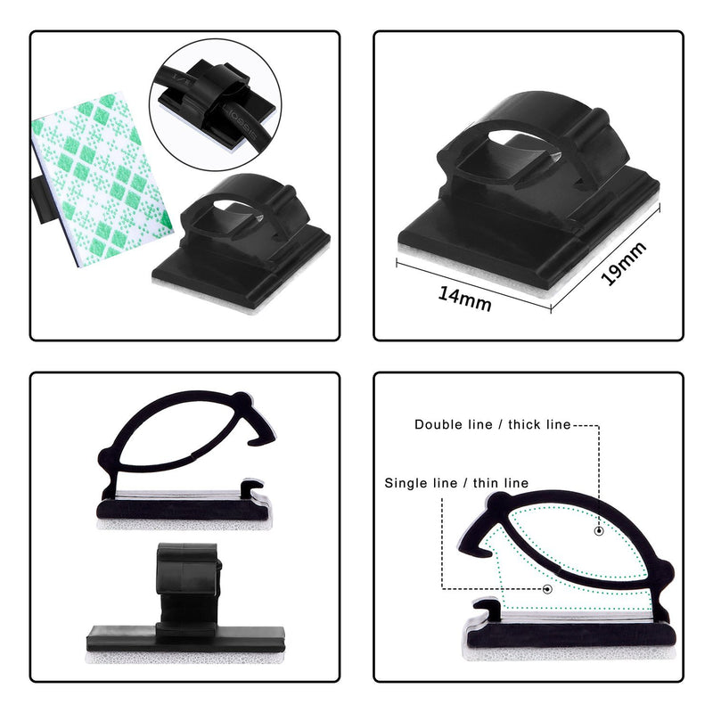 eBoot 100 Pieces Adhesive Cable Clips Wire Clips Cable Wire Management Wire Cable Holder Clamps Cable Tie Holder for Car, Office and Home