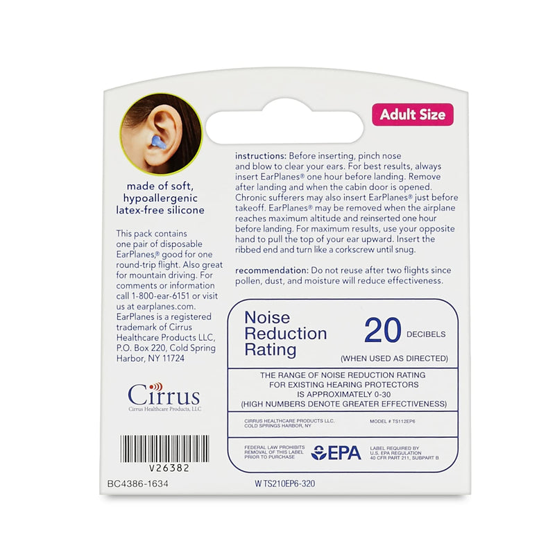 EarPlanes (Adult- 1 pair/package) Children/Adult Small