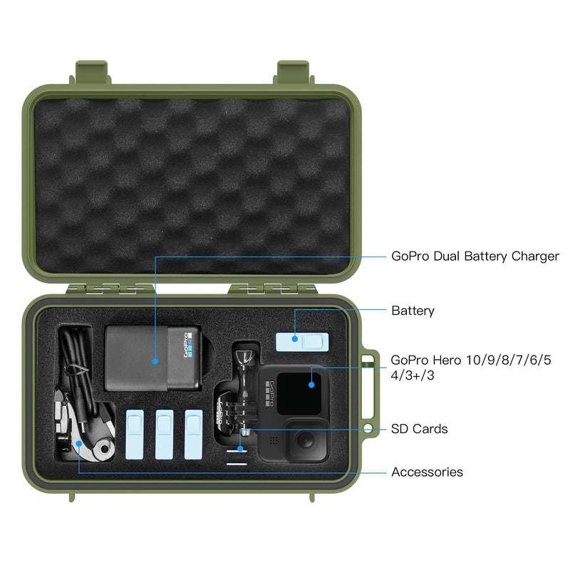 Smatree Waterproof Hard Case Compatible for Gopro Hero 10/9/8/7/6/5/Hero 2018 /DJI Osmo Action (Camera and Accessories NOT Included) (Green) Green