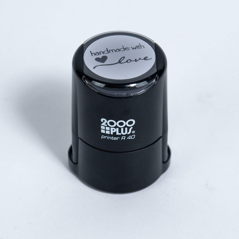 Handmade with Love Self-Inking R40 Round Stamp, 1 1/2" Diameter, Black Ink