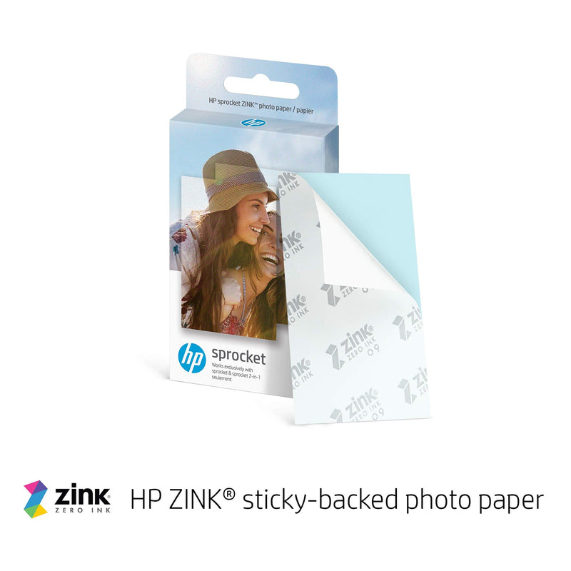 HP Sprocket 2x3" Premium Zink Sticky Back Photo Paper (50 Sheets) Compatible with HP Sprocket Photo Printers.