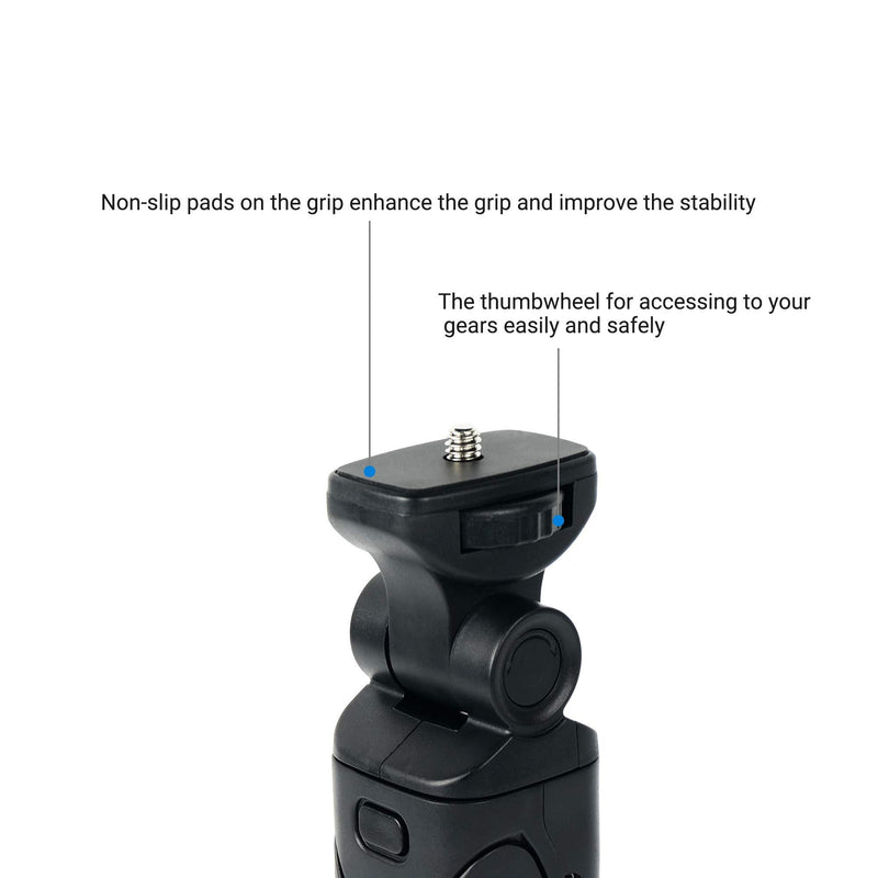 JJC Wired Remote Shooting Grip Mini Tripod for Sony RX100 Mark II III IV V VA VI VII ZV-1 A6500 A6400 A6300 A6100 A6000 A5100 HDR-CX405 CX440 CX675 FDR-AX53 AX43 AX33 AX100 & More Sony Camera Handycam