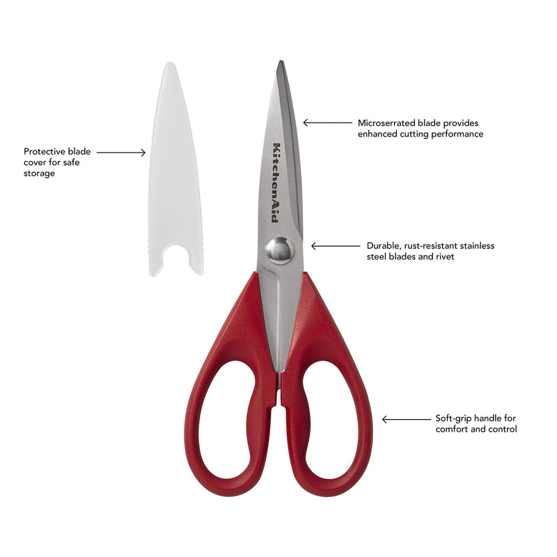 KitchenAid All Purpose Shears with Protective Sheath, 8.72-Inch, Red