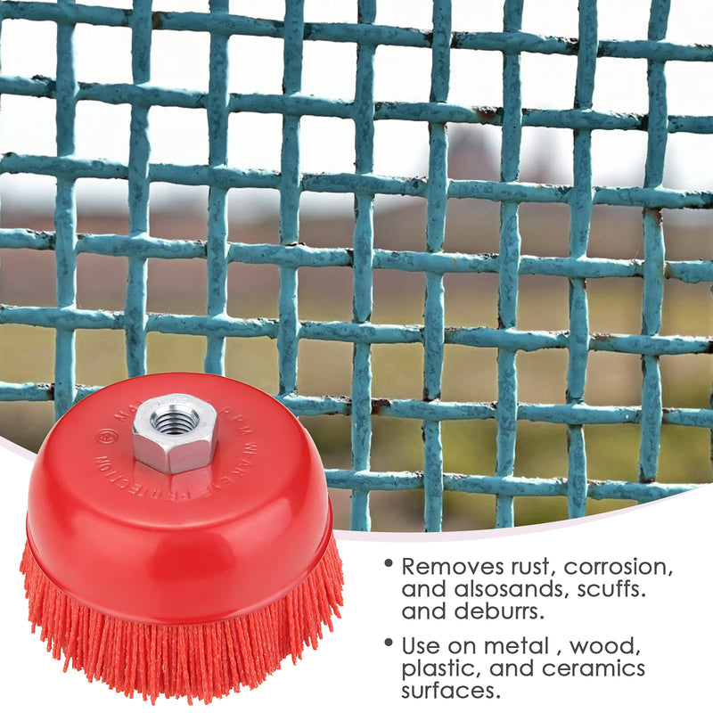 Domisyee 120mm Nylon Cup Brush for Angle Grinder and Drill, M14 Internal Thread, for effective removal of rust, corrosion, paint, scale and metal polishing cleaning