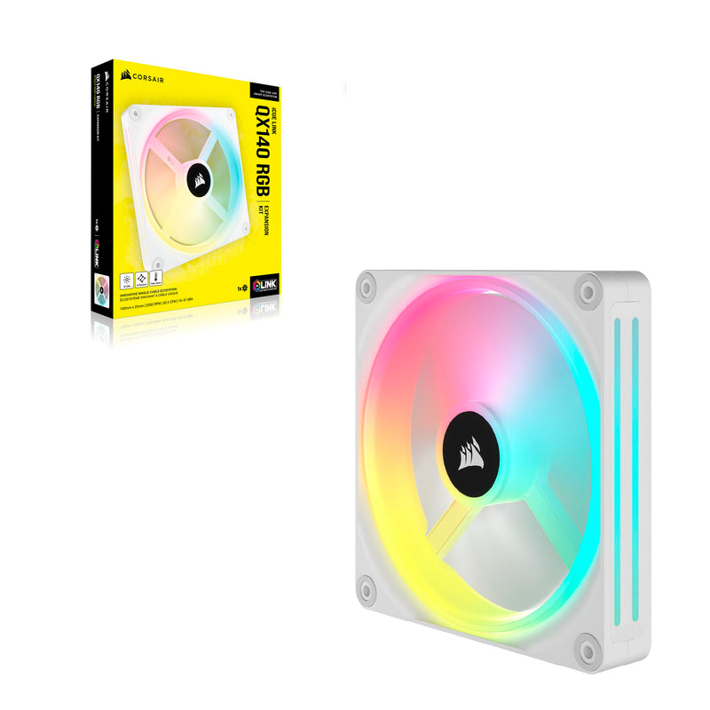 Corsair iCUE LINK QX140 RGB 140mm Magnetic Dome RGB Single Fan - White Single (140mm)