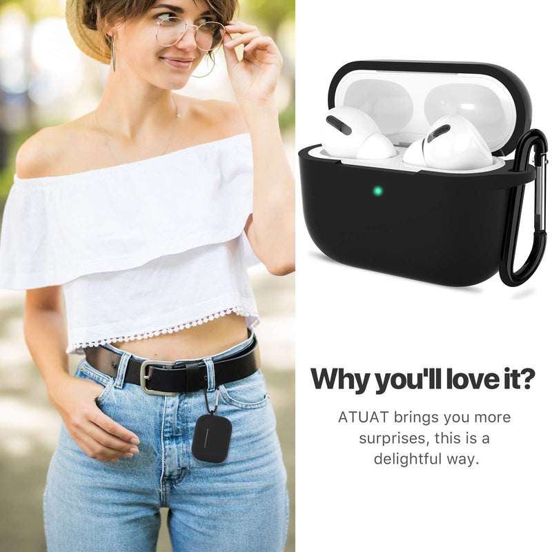 ATUAT Compatible with AirPods Pro Case, Protective Silicone Cover Compatible with AirPods Pro (2019) A-Black