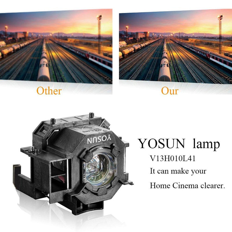 YOSUN v13h010l41 Projector lamp for epson elplp41 powerLite Home Cinema s5 s6 s6+ 77c 78 ex21 ex30 ex50 ex70 eb-s62 EMP-s5 h283a h284a Replacement Projector Bulb