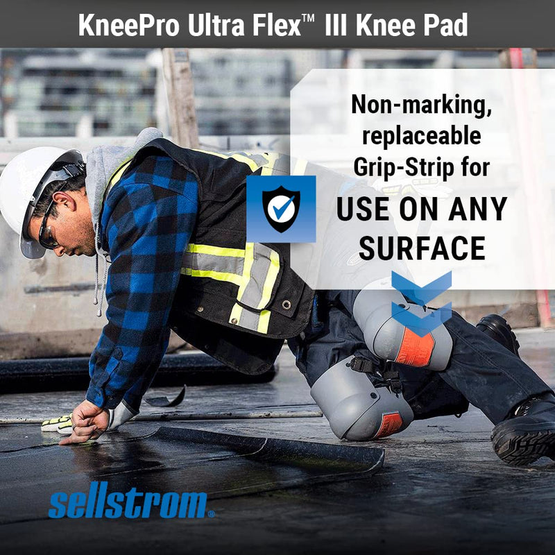 Sellstrom KneePro Knee Pads - Ultra Flex III - Heavy Duty Protection and Comfort for Construction, Gardening, Army, Flooring Work - Grey and Orange Original - Gray (Pair) Knee Pad
