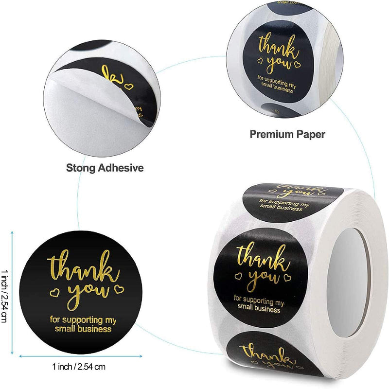 3 Roll Thank You Sticker Labels Seals, JUZIEM Thank You for Supporting My Small Business Sticker, 1" Round Kraft Labels for Greeting Cards, Flower Bouquets, Gift Wraps, Baking Package, Envelopes 3 Pack