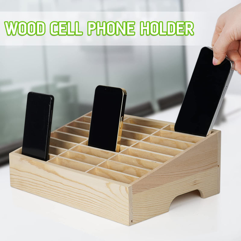 Lzttyee Wooden 24-Grid Cell Phones Storage Box Desktop Mobile Phone Holder Organizer for Office School … (24-Grid)