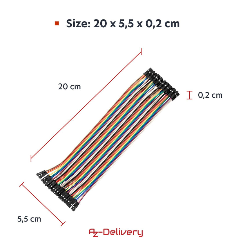 AZDelivery Jumper Wire Cable 3 x 40 PCS. 20 cm each M2M/ F2M / F2F compatible with Arduino and Raspberry Pi breadboard including e-book! 1