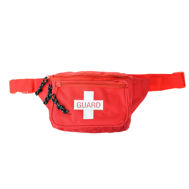 Dealmed Lifeguard Fanny Pack with Logo, E-Z Zipper Design and 3 Pockets, Red (1) 1