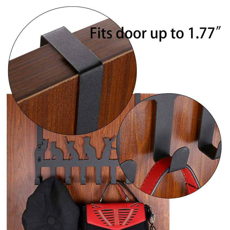 Wintek Over the Door Hook Hanger, Heavy Duty Organizer Rack for Towel, Hat,Hoodies,Coat , Cloth,Bag - 8 Hooks (Black) cat