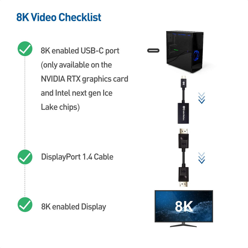 Cable Matters USB C to DisplayPort 1.4 Adapter with 8K@60hz, 4K@144hz and HDR Support - Thunderbolt 4 / USB4 / Thunderbolt 3 Port Compatible with Oculus Rift S, MacBook Pro, Dell XPS, Surface Pro