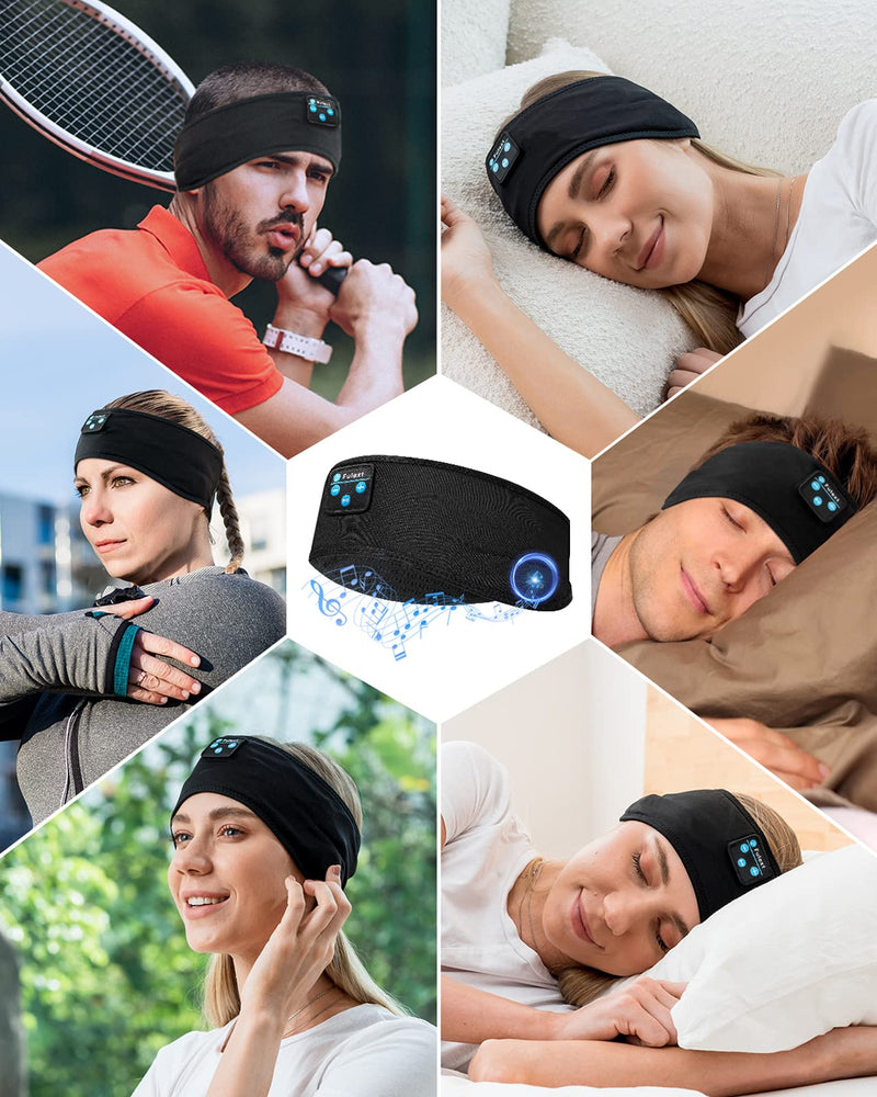 Perytong Sleep Headphones Bluetooth Headband Wireless Sports Headphones Headband, Long Playtime Lightweight Headphones Hi-Fi Stereo Ergonomic ASMR Sleep Headphone Cool Gadget Gift for Men Women Black Dark Black