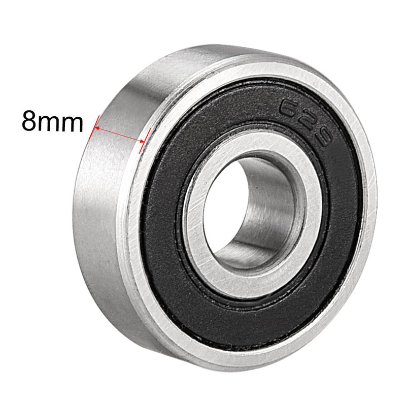 uxcell 629-2RS Ball Bearing 9mm x 26mm x 8mm Double Sealed 180029 Deep Groove Bearings, Carbon Steel (Pack of 4)