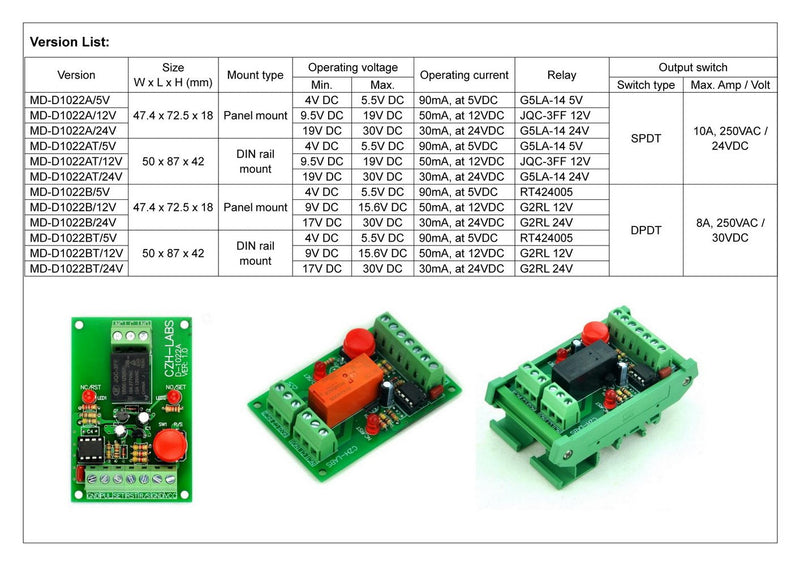 ELECTRONICS-SALON Panel Mount Momentary-Switch/Pulse-Signal Control Latching SPDT Relay Module,12V