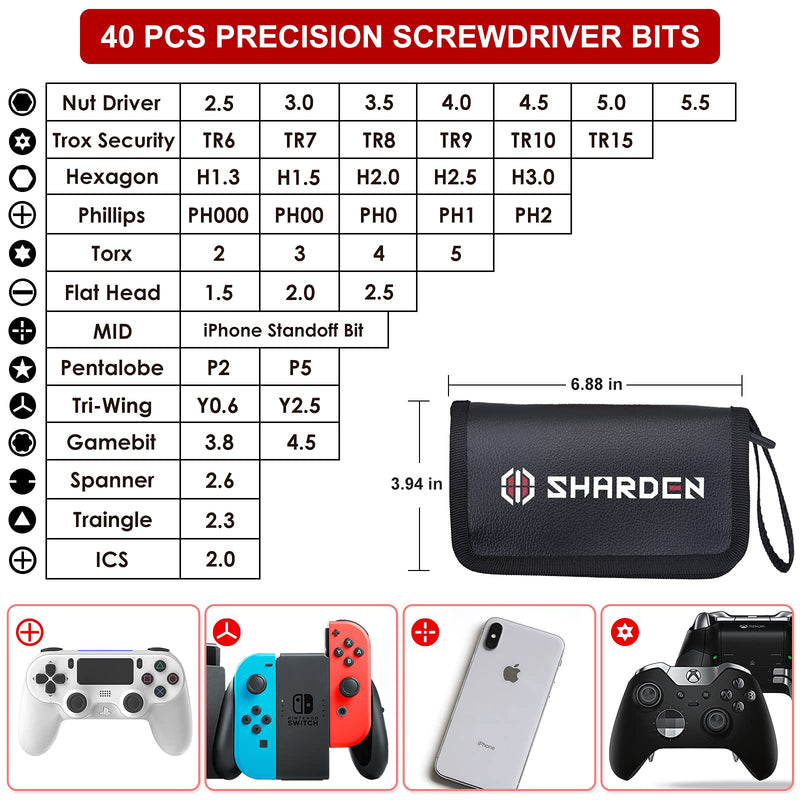 SHARDEN Electronics Repair Tool Kit for PS4, Xbox One, Nintendo, 56 in 1 Precision Screwdriver Set for Game Controller, Computer, Laptop, PC, iPhone, Cellphone, Tablet, Switch Lite, Joycon, NES, N64