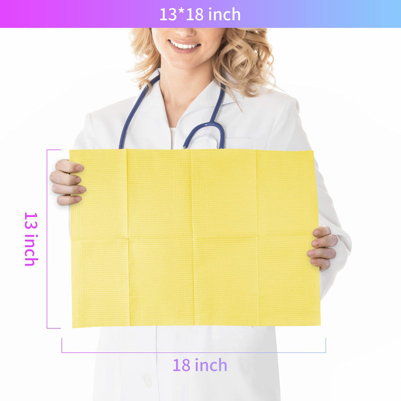 Disposable Patient Bibs 60 PCS Waterproof Tattoo Bib 3 Ply Tissue Napkins, Annhua Dentist Bibs Tattoo Tray Covers Lap Cloths - Sturdy and Leakproof - Yellow